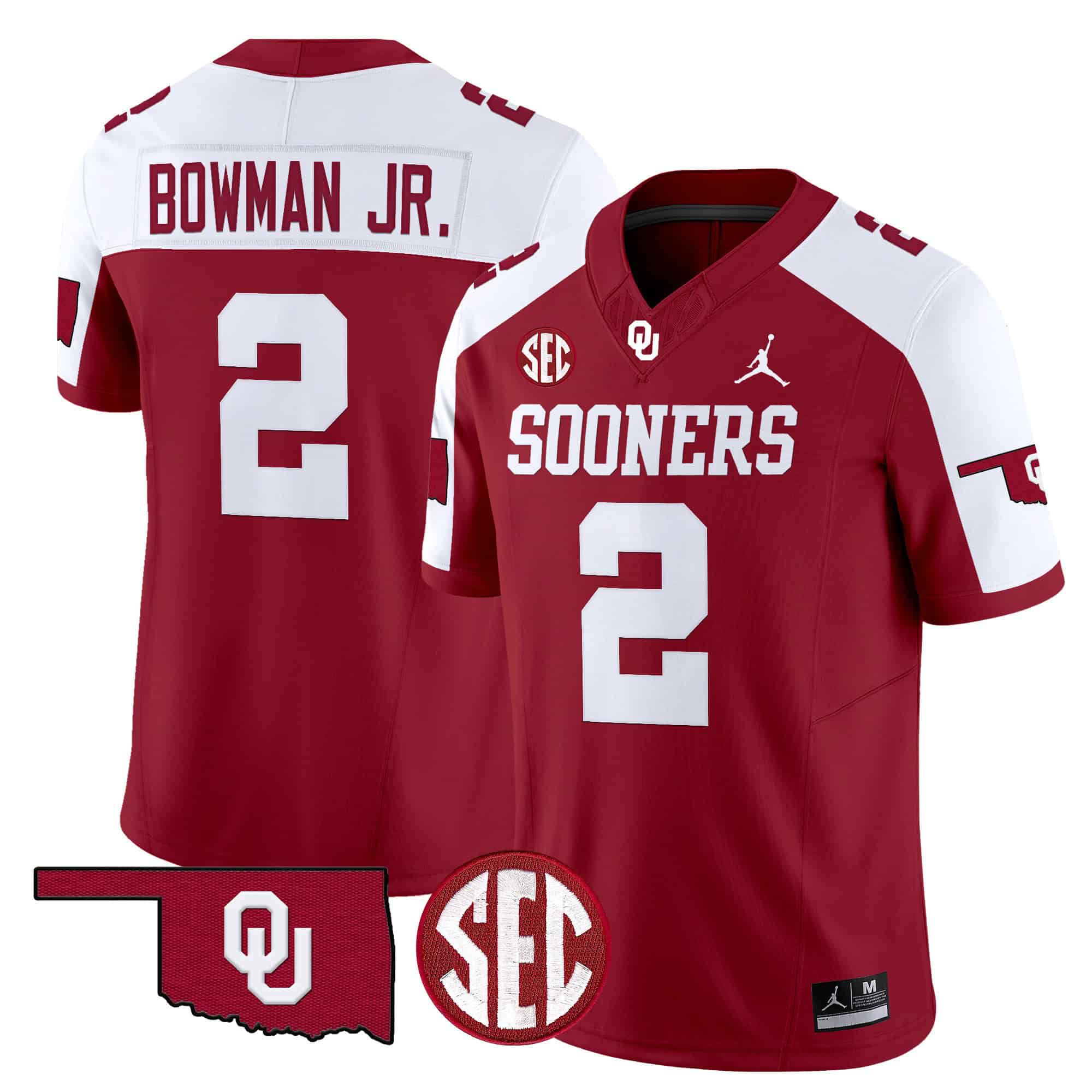 Men Oklahoma Sooners #2 Bowman jr Red 2024 Vapor Limited NCAA Jersey